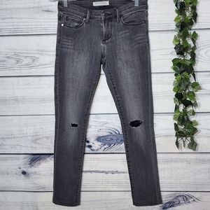 Banana Republic Dark Gray Low Rise Distressed Denim Skinny Jeans, Size 24P